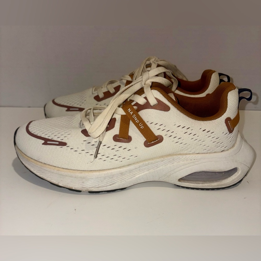 Women’s Cream Athletic Sneakers with Brown Accents